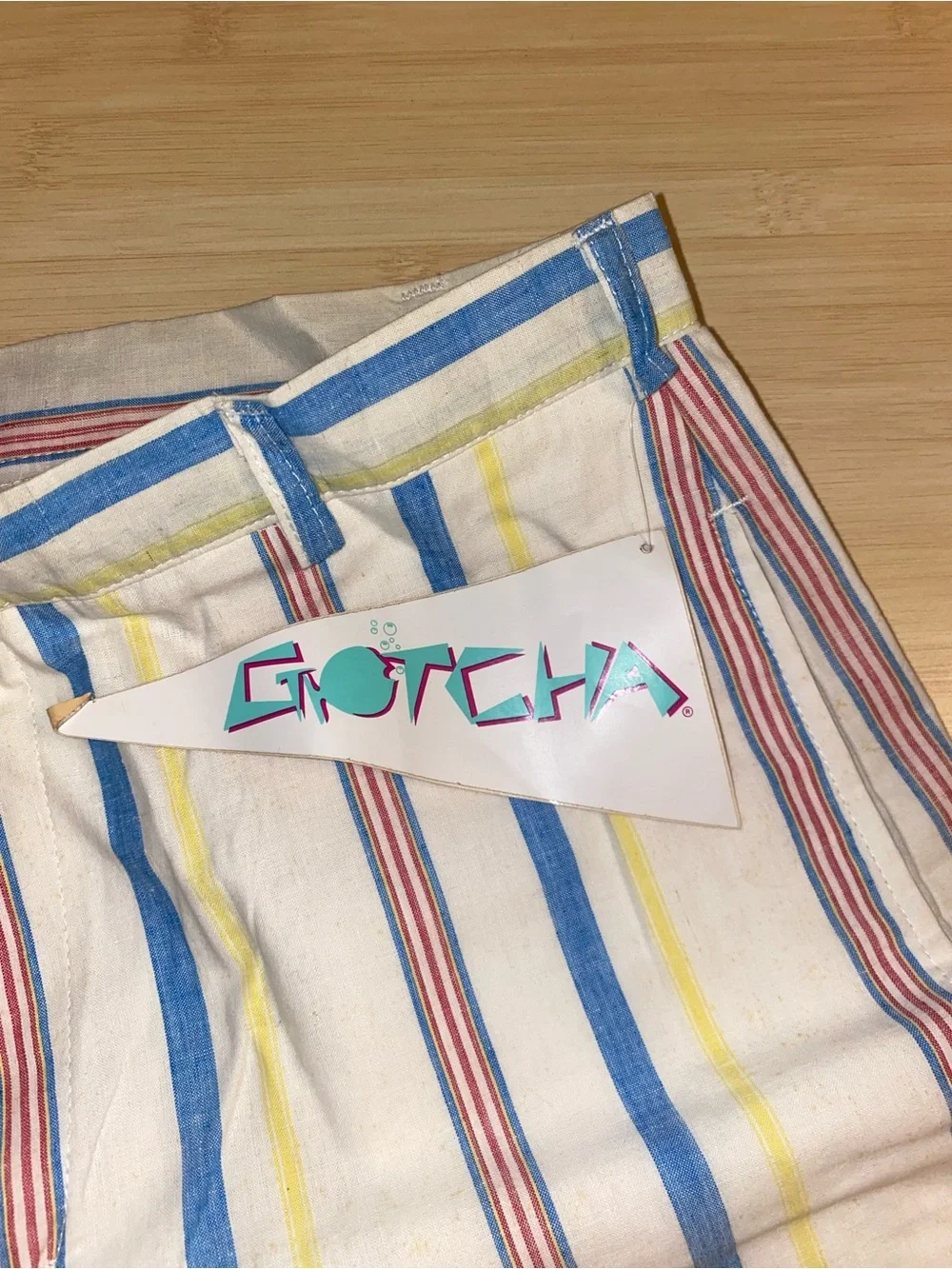 NWT Gotcha Shorts Mens 34 Surf Skate 1990’s Vintage Retro Striped Blue Red